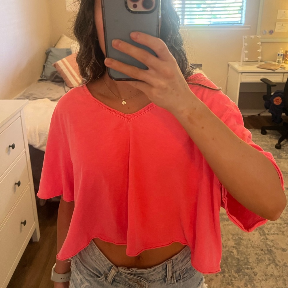 Aerie pink cropped tshirt